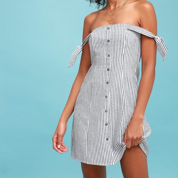 Lulus Dresses & Skirts - Lulu's Casual Blue Striped Sun Dress